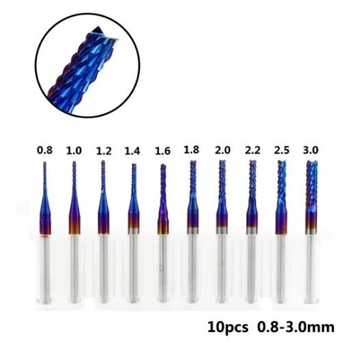End Mills CNC SHK 3.175 CED D 0.8 - 3.0 CEL 10 OVL 25